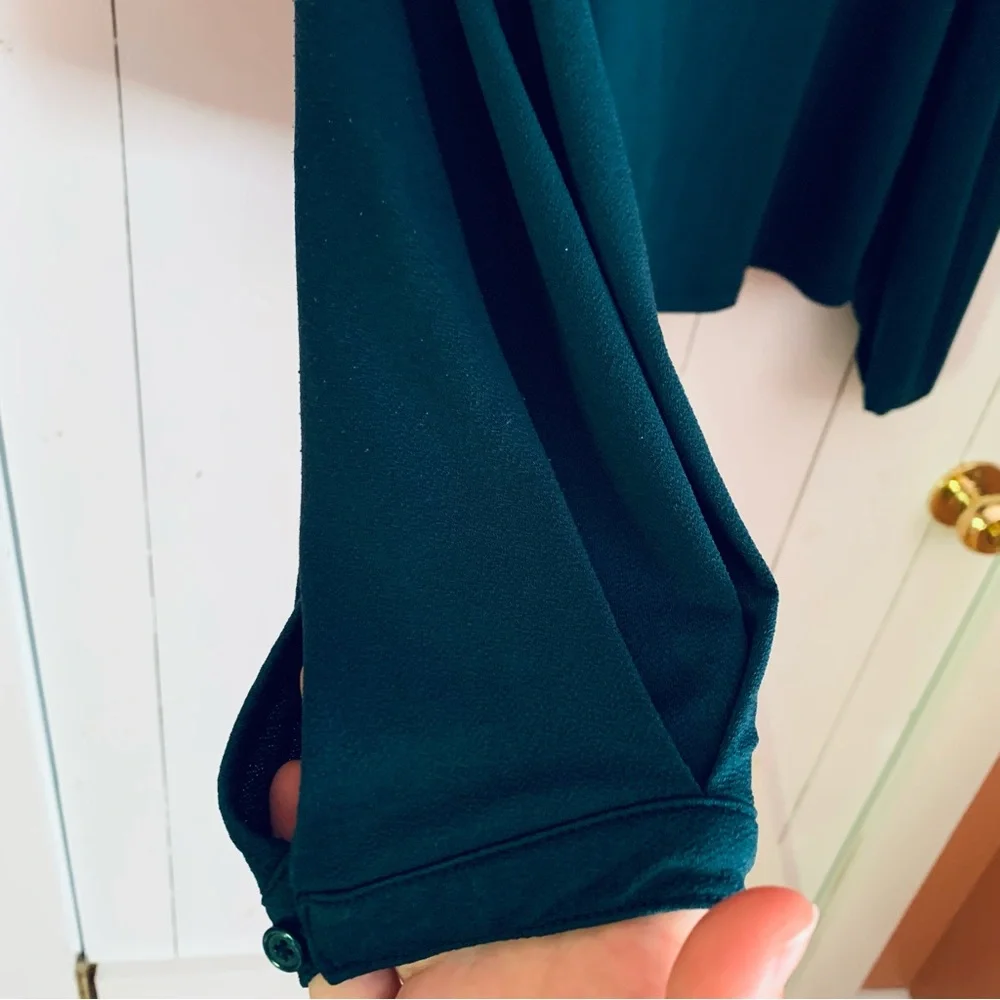 Banana Republic Jade Green Blouse Square Neck Flowy Medium M